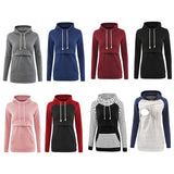 Womens Fleece Maternity Nursing Hoodie Sweatshirt Long Sleeve Breastfeeding