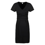 Summer Maternity Cotton V-Neck Short Sleeve Dress. Pregnant Women Slim Fit Sexy Hip Dress