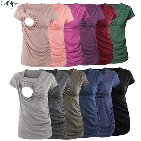 Nursing Top Casual Short Sleeve Pregnancy Breastfeeding Shirt/Top/Tee. Unique Access.