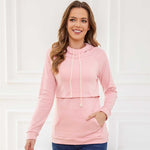 Womens Fleece Maternity Nursing Hoodie Sweatshirt Long Sleeve Breastfeeding